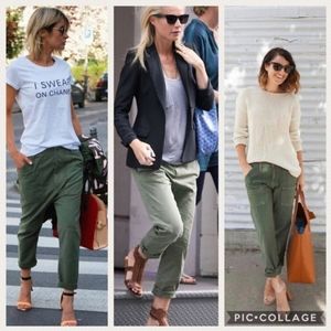 J Crew - Army Green Cotton Twill Pants